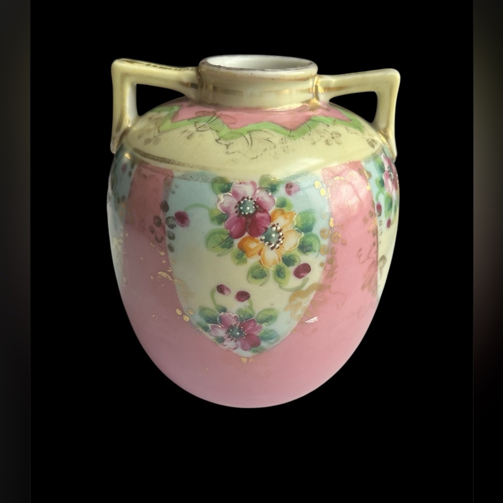Antique Japanese Nippon Double Handle
Vase - Hand Painted Floral - Pre-1921